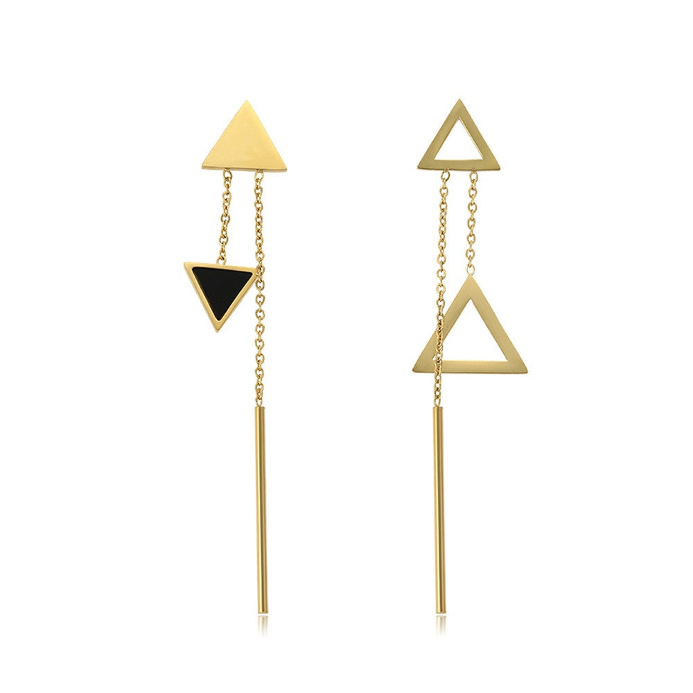 AMORETTO MILANO earrings "TRIANGOLO" triangle rose gold / black AM0223