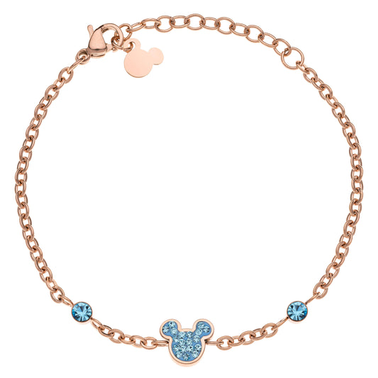 DISNEY Armband Mickey Mouse Rosegold-Blau Edelstahl B600590PRQL-B.CS