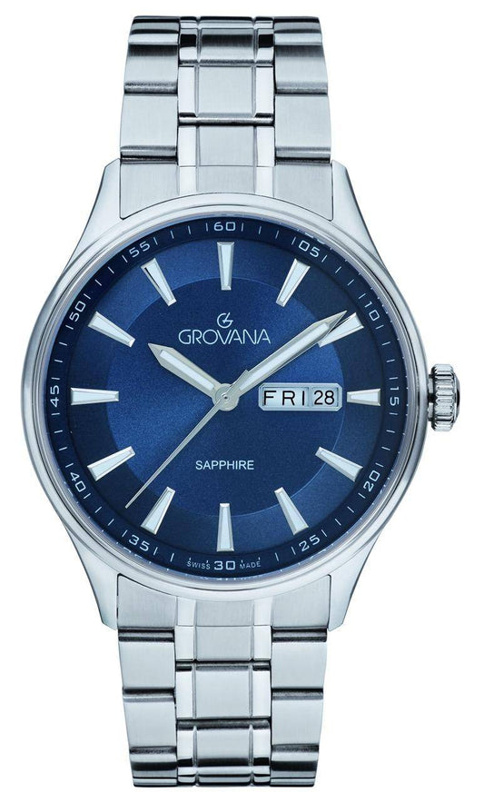 GROVANA Uhr St. Andrews Steel Metal Blue index  42mm Herren 1194,1135