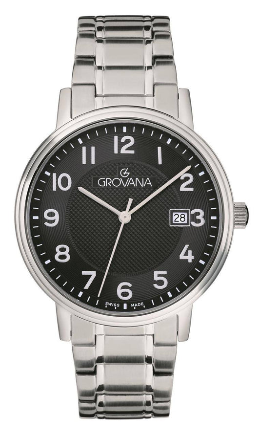 GROVANA Uhr Kensington Steel Metal Black arabic 41mm Herren 1550,1131