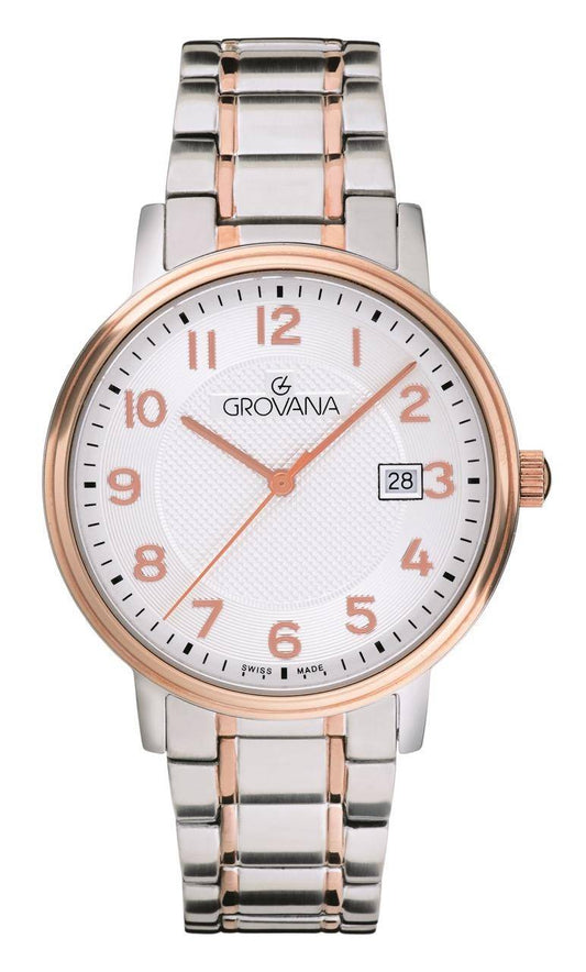 GROVANA Uhr Kensington Bicolor rose Metal Silver arabic 41mm Herren 1550,1153