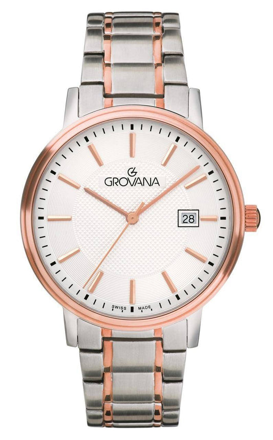 GROVANA Uhr Kensington Bicolor rose Metal Silver index 41mm Herren 1550,1159