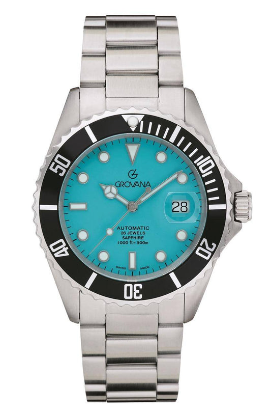 GROVANA Uhr Key West Steel black bezel Metal Glacier-blue Index 43mm Herren 1571,2131