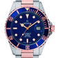 GROVANA Uhr Key West Bicolor rose blue bez. Metal Blue Index 43mm Herren 1571,2155
