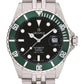 GROVANA Uhr Key West Steel green bezel Metal Celebration Green Index 43mm Herren 1571,2234