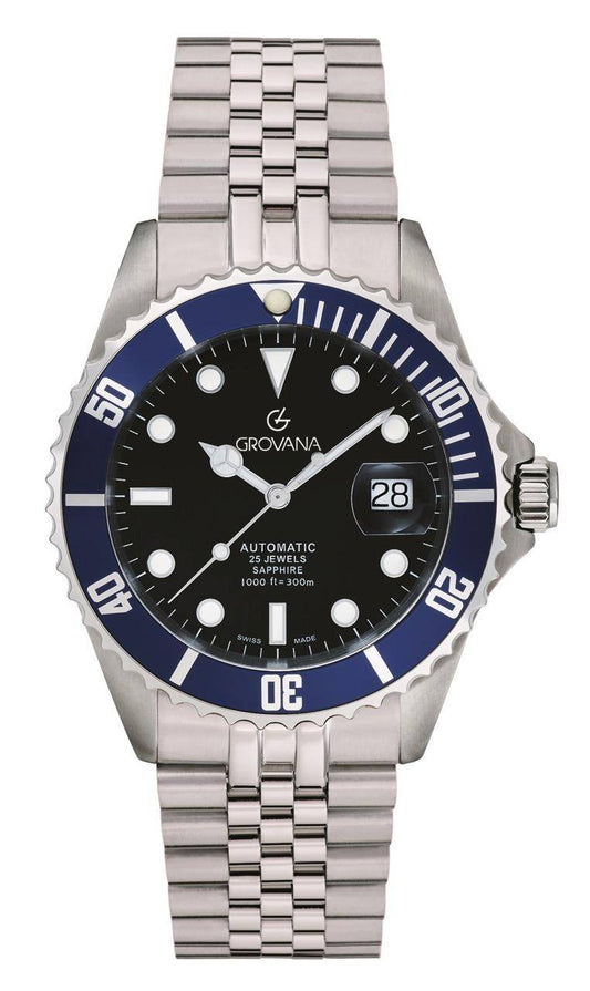 GROVANA Uhr Key West Steel blue bezel Metal Celebration Blue Index 43mm Herren 1571,2235
