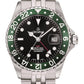 GROVANA Uhr Key West Steel green bezel Metal Celebration Black Index 43mm Herren 1572,2234