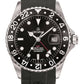 GROVANA Uhr Key West Steel black bez. Silicon  Black Index 43mm Herren 1572,2837