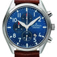 GROVANA Uhr Airborne l Steel Leather Blue 43mm Herren 1654,9535