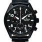 GROVANA Uhr Airborne l Steel-black Leather Black 43mm Herren 1654,9577