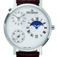 GROVANA Uhr Kensington Steel Leather Silver 42mm Herren 1711,1532