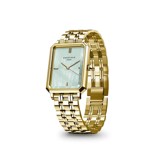 ROSEFIELD Damenuhr Octagon XS Mintgrün Gold eckig OGGSG-O71