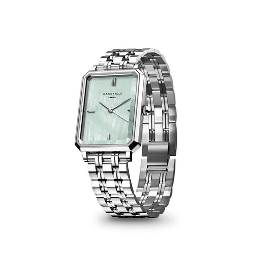ROSEFIELD Damenuhr Octagon XS Mintgrün Silber eckig OGGSS-O72