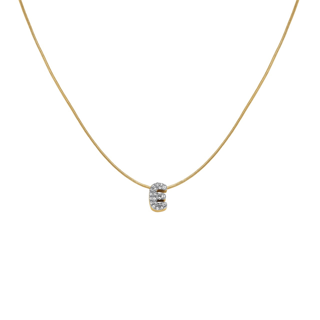 Rosefield Buchstabenkette Mini Bubble - Goldfarbene Halskette Mit Pavé Steinchen | Edelstahl Schmuck