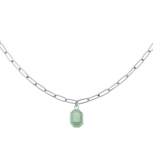 ROSEFIELD Halskette Geometric Gemstone  Jade Silver JNGGS-J665