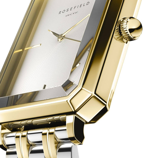 ROSEFIELD Women's Watch The Elles White Sunray Steel Silver Gold Duotone