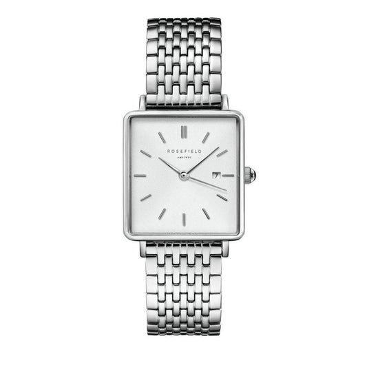 ROSEFIELD Women's Watch The Boxy White Sunray Steel Silver QWSS-Q08