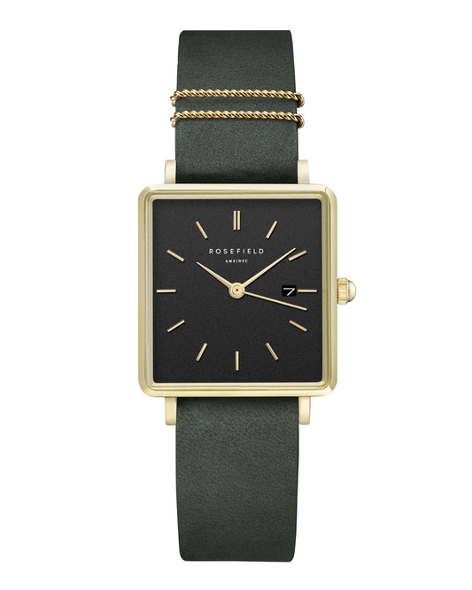 ROSEFIELD Women's Watch The Boxy Black Sunray Forest Green Gold QBFGG-Q031