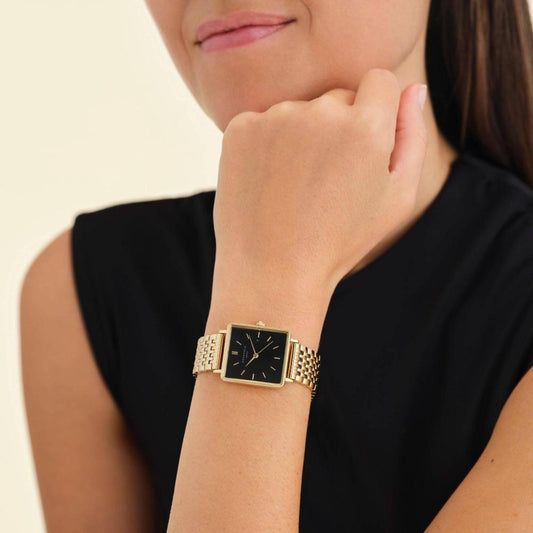 ROSEFIELD Women's Watch The Boxy Black Steel Gold QBSG-Q017