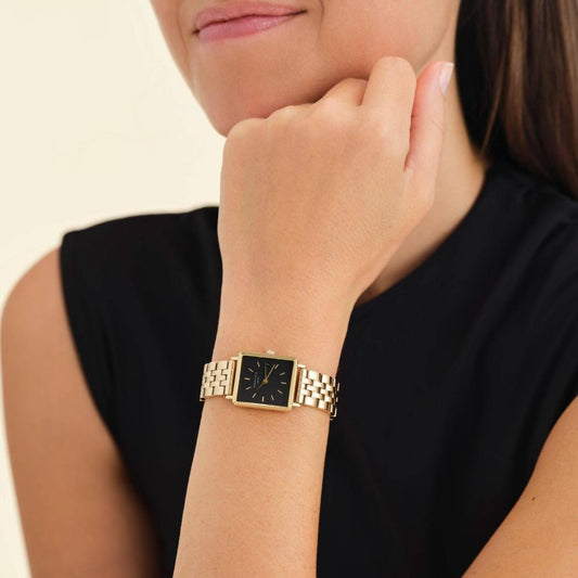 ROSEFIELD Women's Watch The Boxy XS Black Steel Gold QMBG-Q025
