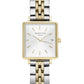 ROSEFIELD Women's Watch The Boxy XS White Sunray Steel Silver Gold Duo QMWSSG-Q023