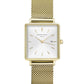 ROSEFIELD Women's Watch The Boxy White Sunray Mesh Gold QWSG-Q03