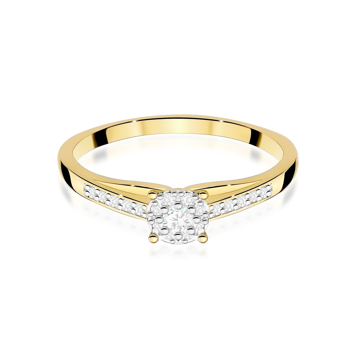 Diamant-Ring Echtgold Cluster 0,13 ct – Ansicht