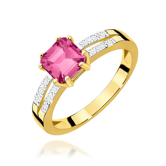 Topas-Ring Echtgold Pavé-Solitär 0,06 ct