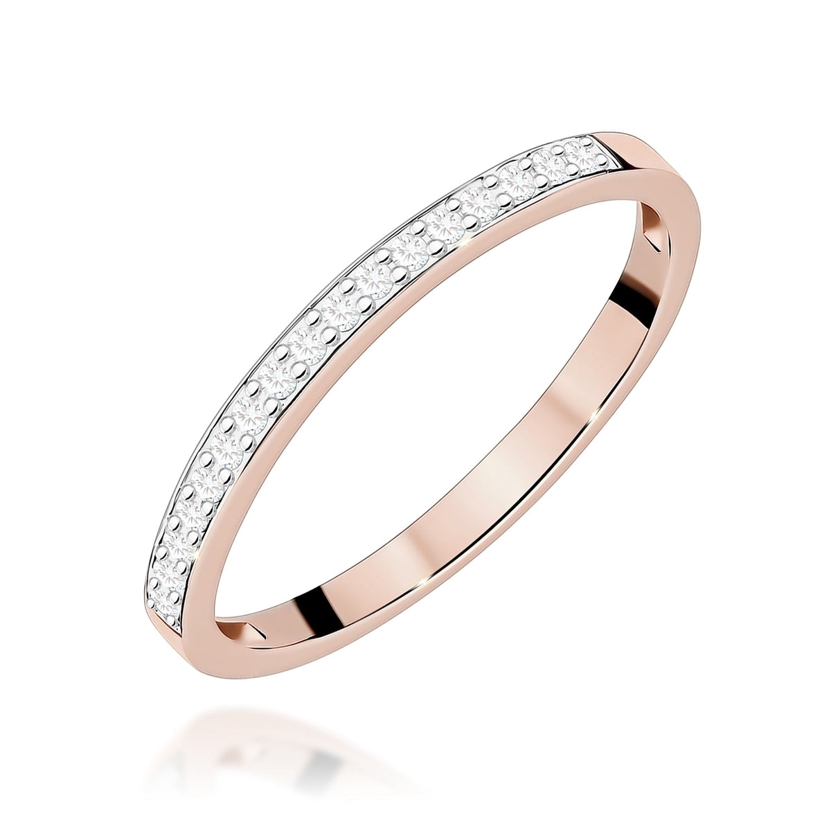 Diamant-Ring Echtgold Halbmemoire 0,085 ct