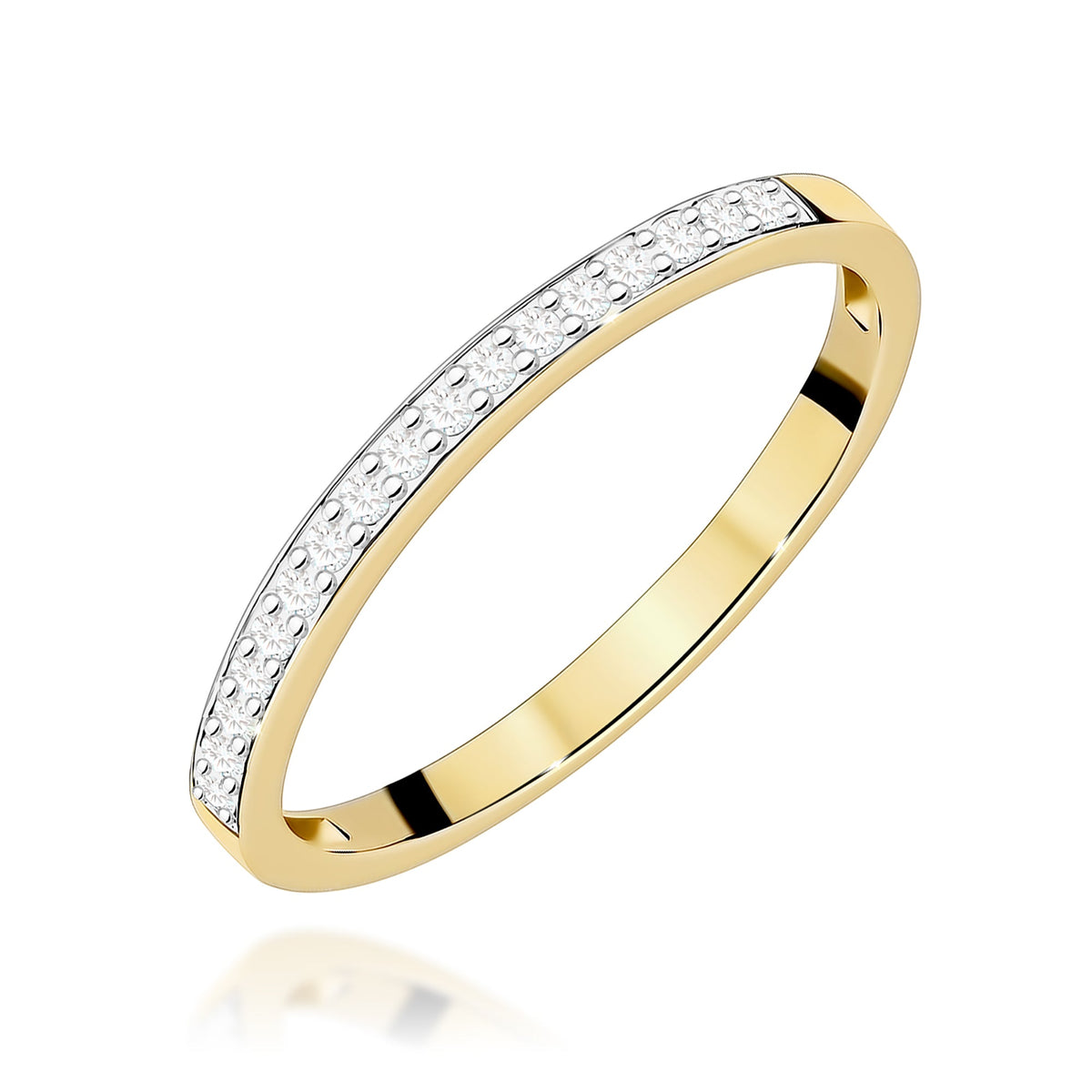Diamant-Ring Echtgold Halbmemoire 0,085 ct