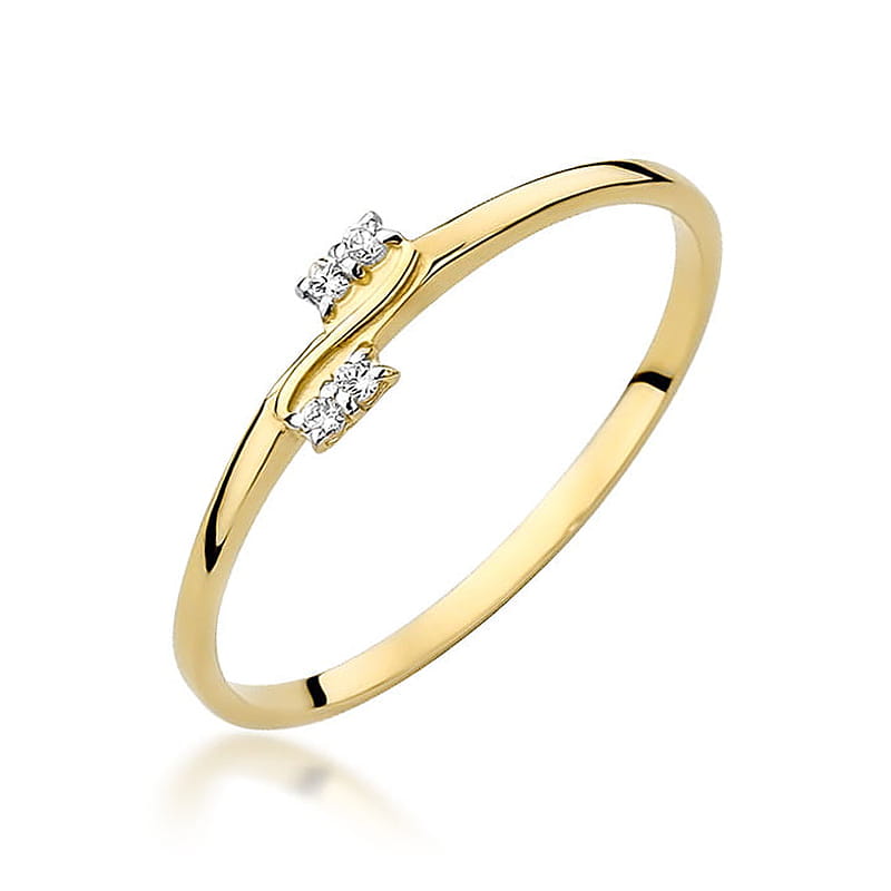 Diamant-Ring Echtgold Bypass 0,03 ct
