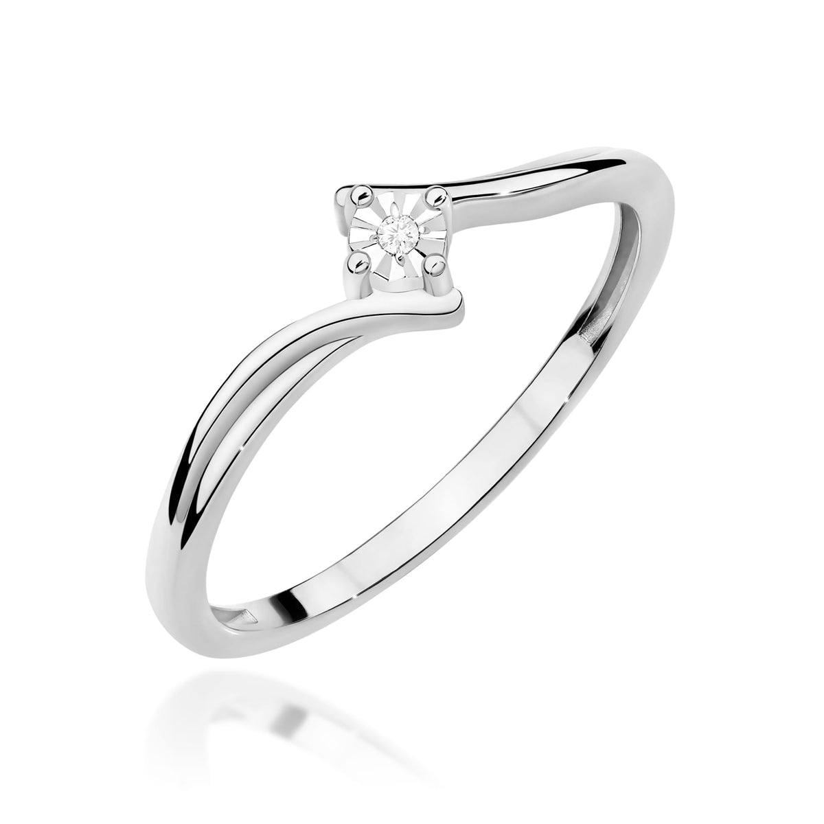 Diamant-Ring Echtgold V-Form 0,01 ct