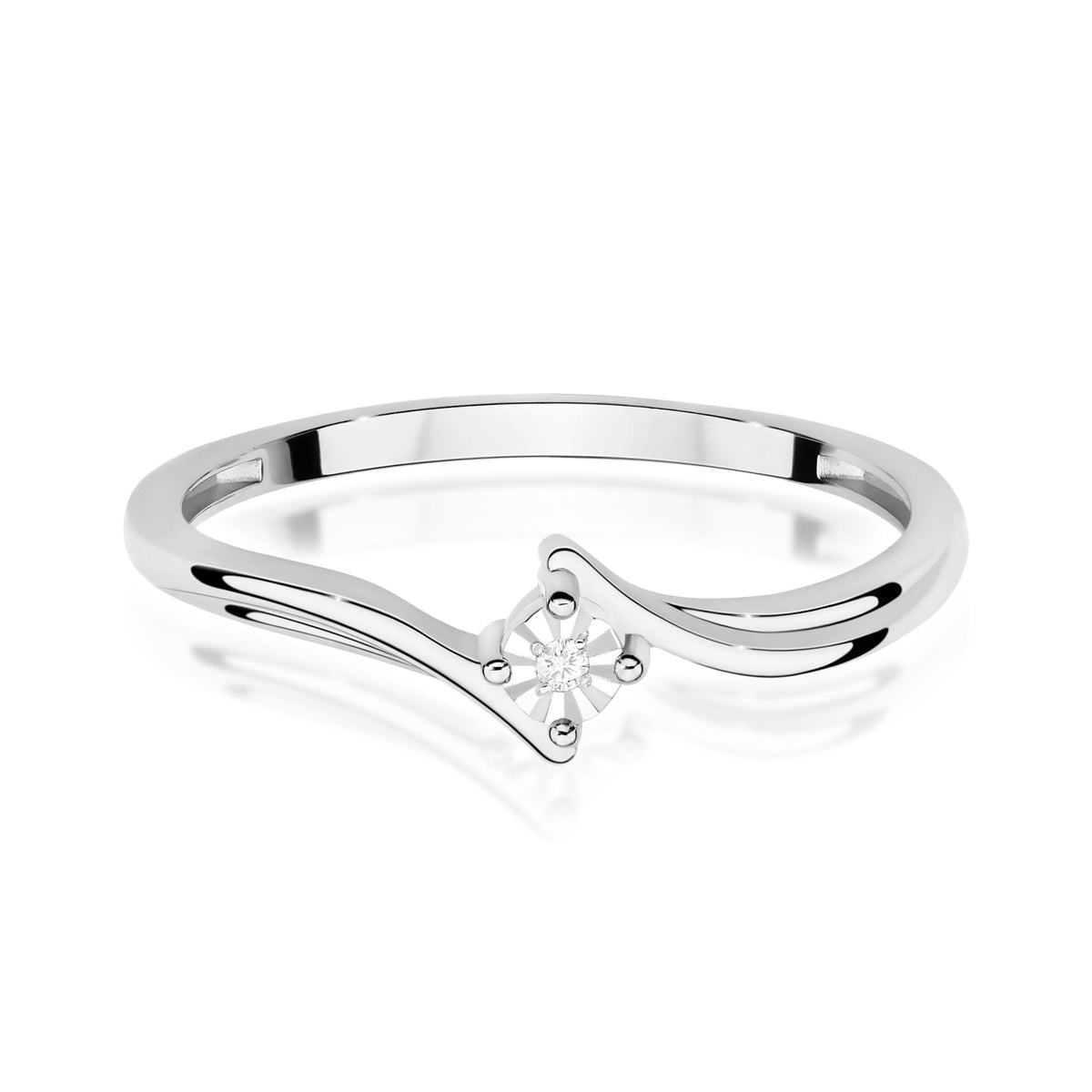 Diamant-Ring Echtgold V-Form 0,01 ct – Ansicht
