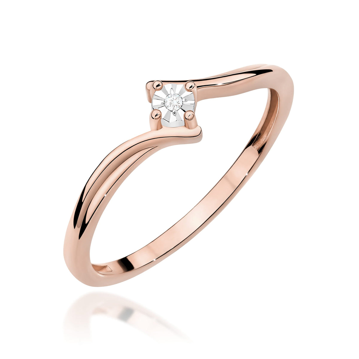 Diamant-Ring Echtgold V-Form 0,01 ct