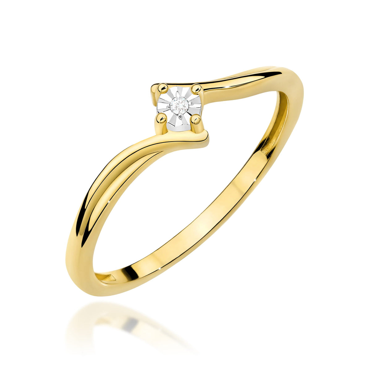 Diamant-Ring Echtgold V-Form 0,01 ct