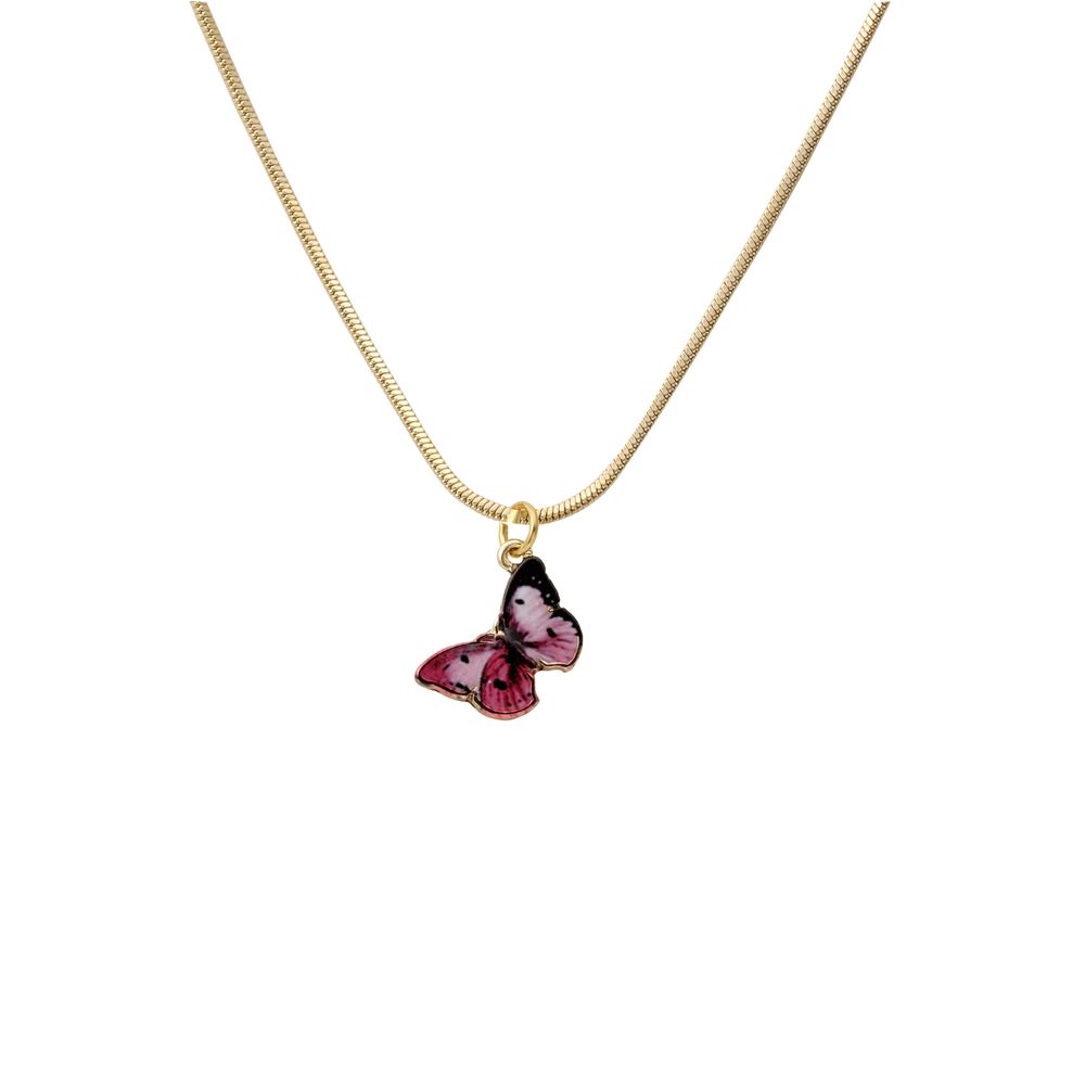 AMORETTO MILANO Necklace "Farfalla" Butterfly Pink/Gold AMS96