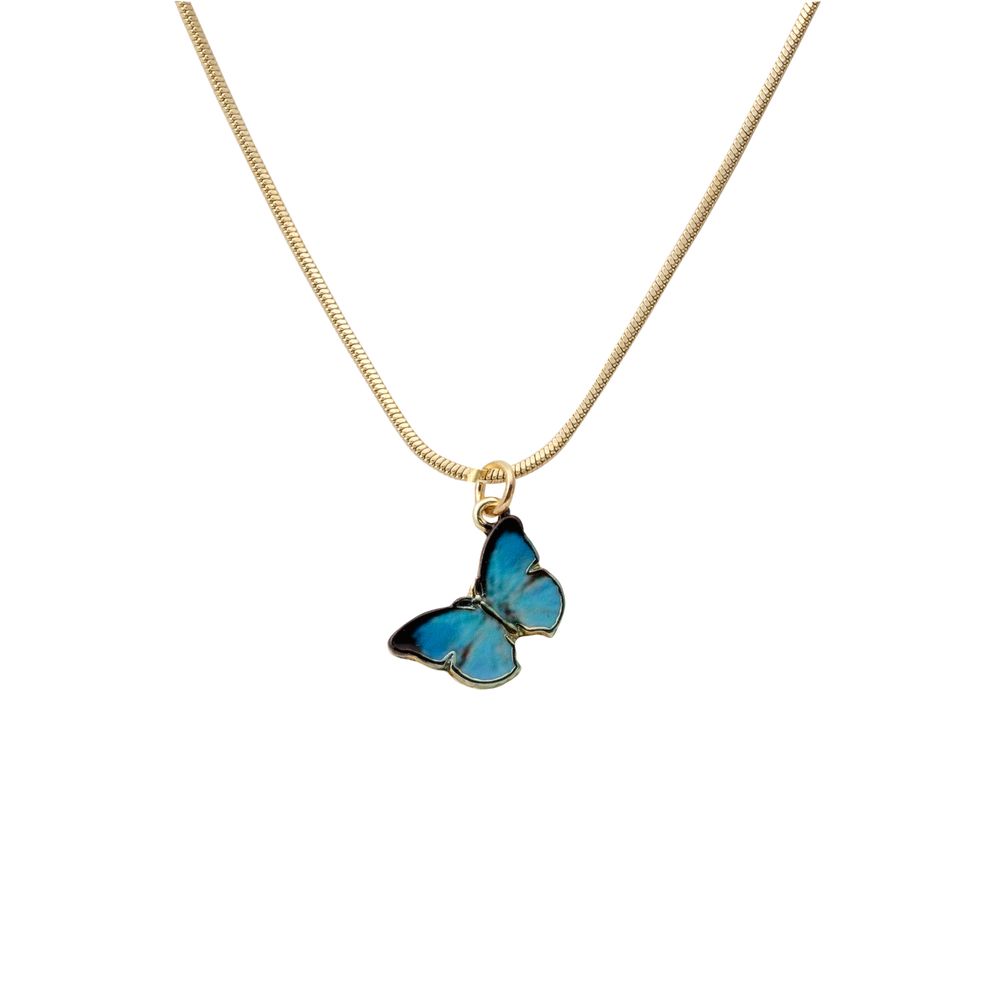 AMORETTO MILANO Halskette " Farfalla" Schmetterling Blau/Gold  AMS94