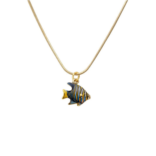 AMORETTO MILANO Necklace "PESCA" Fish Blue Gold AMS71