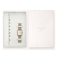 ROSEFIELD Uhren-Set Boxy XS White Sunray Gold + Multi Liquid Charms Armband Gold BMWLBG-X241