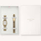 ROSEFIELD Uhren-Set Boxy XS White Sunray Gold + Mesh Gold Strap BMWMG-X240