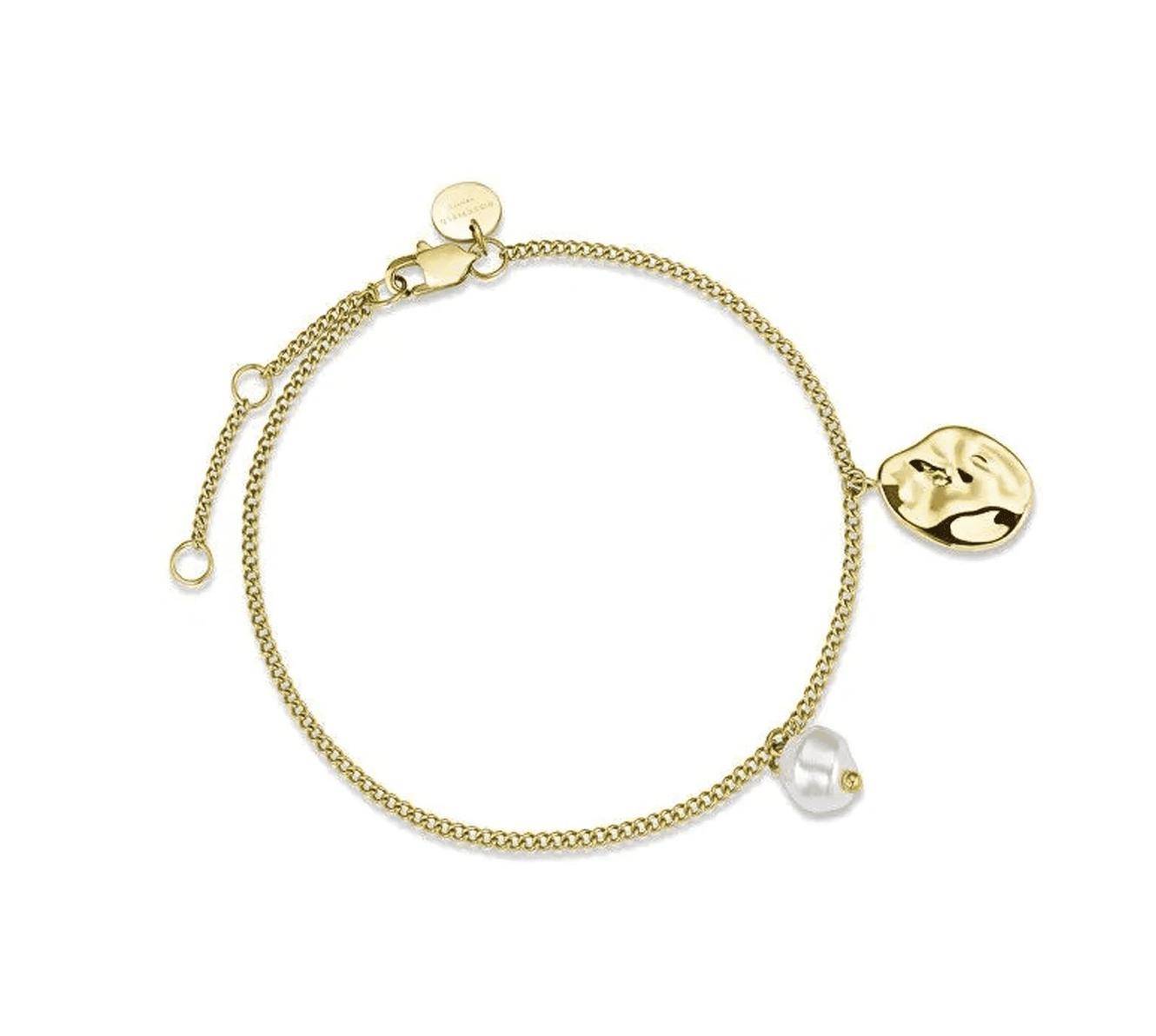 ROSEFIELD Bracelet Pearl and waved Charm Gold JTBPG-J437