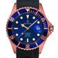 GROVANA Uhr Key West Rose blue bezel Silicon  Blue Index 43mm Herren 1571,2865