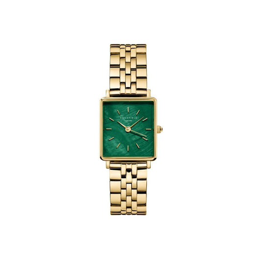 ROSEFIELD Women's Watch Boxy XS Emerald Green Square Steel Gold BEGSG-Q050