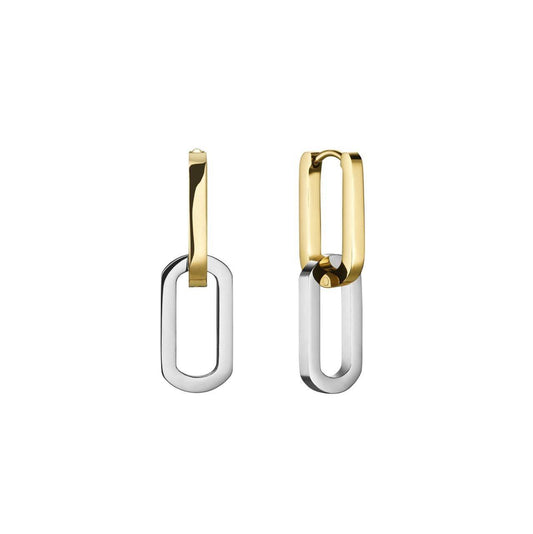 ROSEFIELD Earrings Bicolor Link Hoops Gold Silver Divisible Stainless Steel JEDLG-J712