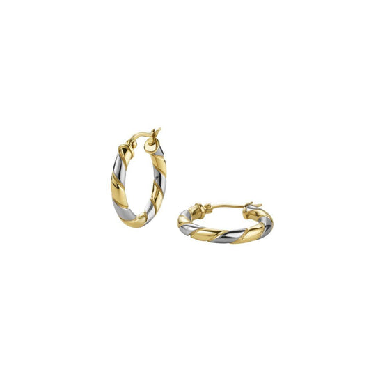 ROSEFIELD Earrings Bicolor Swirl Hoops Gold Silver Stainless Steel JEDSG-J711