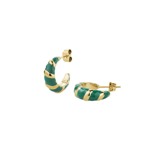 ROSEFIELD Earrings Emerald Croissant Hoops Gold Stainless Steel JEECG-J717