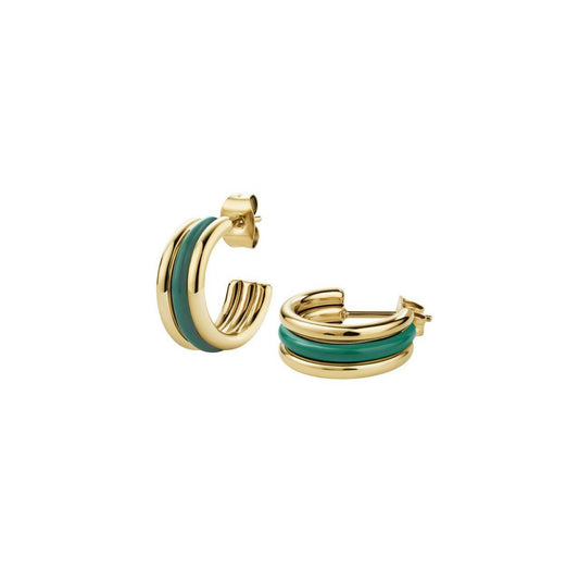 ROSEFIELD Earrings Emerald Triple Hoops Gold Stainless Steel JEETG-J716