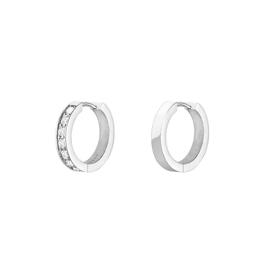 ROSEFIELD Earrings Crystal Hoops Silver JECHS-J572