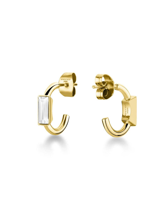 ROSEFIELD Earrings Hoop with Swarovski Baguette crystal Gold JTHBG-J421