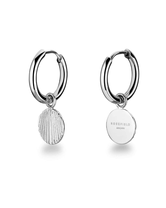 ROSEFIELD Earrings Hoop with Sunray charm Silver JTHSCS-J425